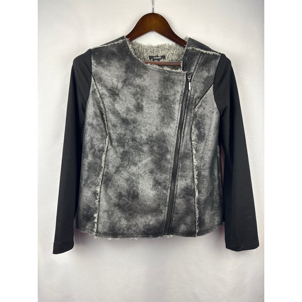 Women’s Alfani XS Grey Suede Jacket w/ Shirt Sleeves & Fur Lined
